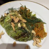 Choux grillé, cacahouètes grillées dans l’huile d’olive, salade kimchi  at Noah in Krakow