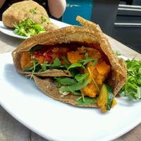 Vegan Rosa Squash with added vegan parmesan at Sarava Creperie  in South West London