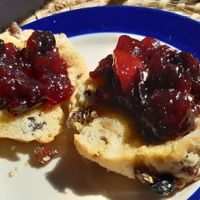 Scone with home made jam at Folks Cafe in Edinburgh