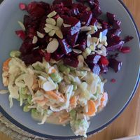 Folks salad and beetroot salad  at Folks Cafe in Edinburgh