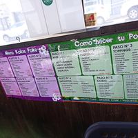 Menu options at Koloa Poke in Fuerteventura