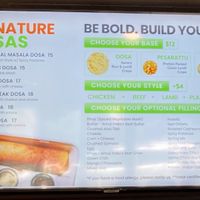 Wall menu at Madras dosa Co  in New York City