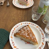 Strawberry dessert, and coconut cake    at CURIEUSES  in Dijon