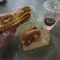 Ham egg & cheese on a sundried tomato bagel at Elmwood Cafe - Cloud Kitchen in Lake Oswego