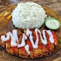 Chicken rice at Sanwa Moto Vegetarian - 三和 素 in Kuching