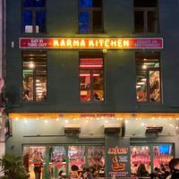 Outside the restaurant at Karma Kitchen in Brussels