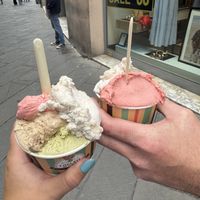 Strawberry, pistachio, banana, hazelnut   at I Gelati di Piero in Lucca