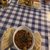 Bean Stew, Falafel and Potatoes  at A Grega Café in Sao Miguel