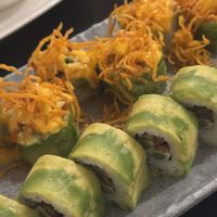 Ceviche veggie  ( mayo was left out for us) with dried carrots and spicy veggie with green asparagus and marinated shiitakes   at Kodama in Alicante
