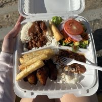 vegan plate 🌱 came with more beans than pictured (was in a separate container)  at La Parrilla Latin Food  in Chicago