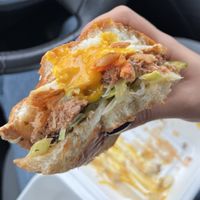 kimchi burger with vegan egg  at Veggie Grill by Next Level in Carlsbad