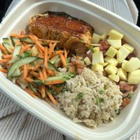 salmon protein plate 😍  at Veggie Grill by Next Level in Carlsbad