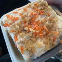 Extreme Close-Up of Vegan Carrot Cake - Yum  at Veggie Grill by Next Level in Carlsbad