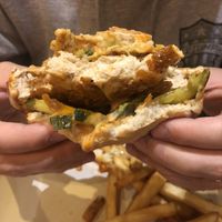 Nashville hot chicken sandwich  at Veggie Grill by Next Level in Carlsbad