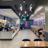 Inside seating at Just Salad - Hunter College in New York City