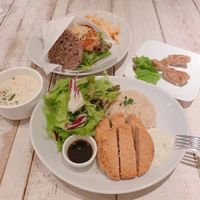 Katsu and rice burger at AIN SOPH.Soar in Tokyo