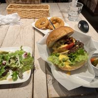 Chili Burger with Salad and Onion Rings   at AIN SOPH.Soar in Tokyo