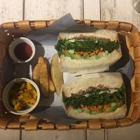 Spinach, avocado, tomato and carrot sandwich with home made chips and pumpkin at AIN SOPH.Soar in Tokyo