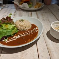 Mushrooms and tomato curry with veggie chowder at AIN SOPH.Soar in Tokyo