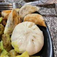 Steamed bun and dumplings - tasted just as delicious as we hoped!  at Happy Veggie House in Calgary