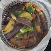 Eggplant and tofu to go. at Happy Veggie House in Calgary