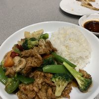 Vegan “pork” & rice  at Happy Veggie House in Calgary