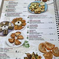 Page of the menu showing many vegetarian starters, several are vegan or can be veganized - Taverna Neraida, Lake Kournas  at Taverna Neraida  in Crete