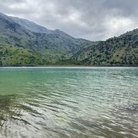View of Lake Kournas  at Taverna Neraida  in Crete
