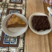 Pineapple upside down cake and brownie (both vegan) at Casa Nueva in Athens