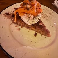 Carrot cake - vegan. Really luscious icing that wasn’t greasy, had a light cardamom flavour. Sweet strips of real carrot were a nice touch.  at CHUI in Mexico City