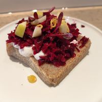Sourdough bread with red ferment (very yummy) at Café Irma  in Zurich
