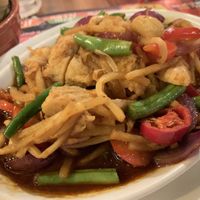 Chili Kaffir Lime, cashew nuts and vegan bites accompanied  at Banana Tree - Wardour in London