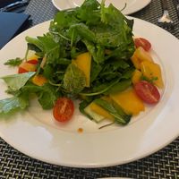 Tropical Vibes salad - the passionfruit vinaigrette was SO good. at Felicity Rooftop Restaurant in Soufriere