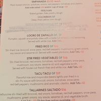 Vegan menu at Mishqui Peruvian Bistro in Madison