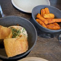 Hummus and breadsticks from the bar menu  at the penny bun in Otley