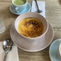 Matcha latte and à la crème brûlée!   at Frankly My Dear in Crete