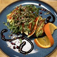 Avocado toast with vegan cheese  at Cafe MOOand BOOM in Whitchurch