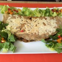 Mushroom and spinach crepe with vegan cheese at Eden in Eden in Miami