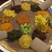 Vegetarian combo at Axum Ethiopian Restaurant in Ghent