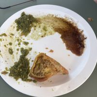 Veg samosa with chutneys  at The Taste of India in Eugene