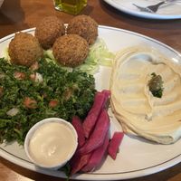 Falafel plate with Tabouli and Hummus    at Tarboosh in Mississauga