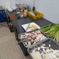 Select ingredients for vegan hotpot at Buffet chay Ni Thai in Phu Quoc