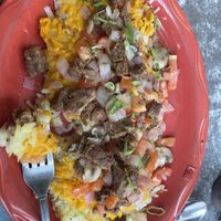 “Vegan Bypass” with Daiya Cheese and Beyond Breakfast Sausage.   at Snow City Cafe in Anchorage