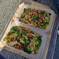 Vegan fried rice & vegan rice noodle at Street Eats Kaikoura in Kaikoura