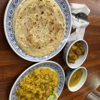 Paratha, dal, khichuri rice, vegetables  at Bengal Cuisine in Busan