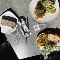 Sunny outdoor seating  at Stullenfabrik in Leipzig