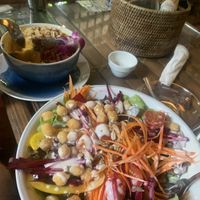 Pina colada smoothie bowl and Sunflower salad 🌱 at Art Cafe in Koh Phangan