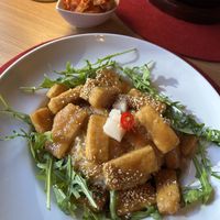 Garlic tofu with rice & kimchi   at Kims Kimchi in Bochum