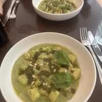Gnocchi with basil courgette pesto   at Mauvaise Herbe in Marseille