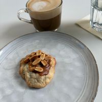 Peanut butter cookie & flat white :-) at Mauvaise Herbe in Marseille